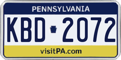 PA license plate KBD2072