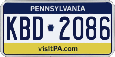 PA license plate KBD2086