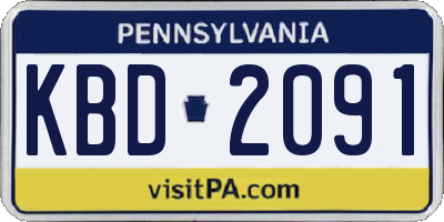 PA license plate KBD2091