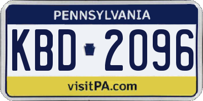 PA license plate KBD2096
