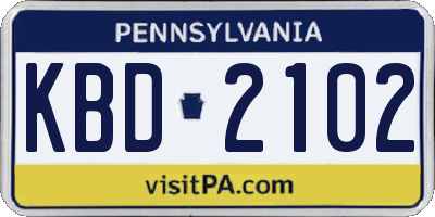 PA license plate KBD2102