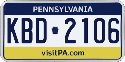 PA license plate KBD2106