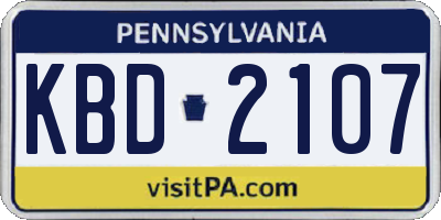 PA license plate KBD2107