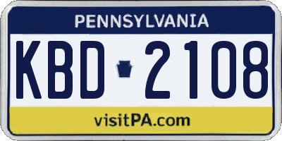 PA license plate KBD2108