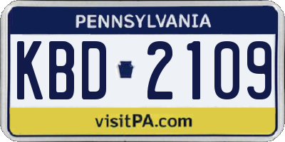 PA license plate KBD2109
