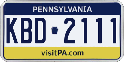 PA license plate KBD2111