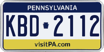 PA license plate KBD2112