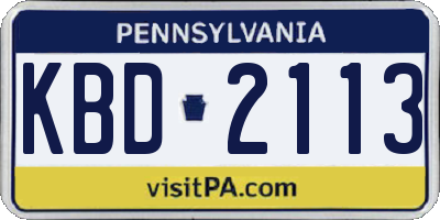 PA license plate KBD2113