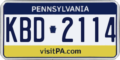 PA license plate KBD2114