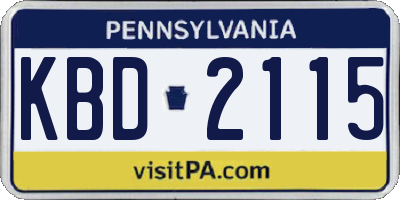 PA license plate KBD2115