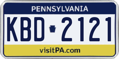PA license plate KBD2121