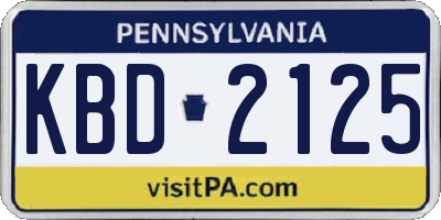 PA license plate KBD2125