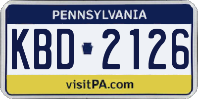 PA license plate KBD2126