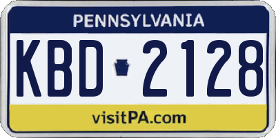 PA license plate KBD2128