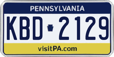 PA license plate KBD2129