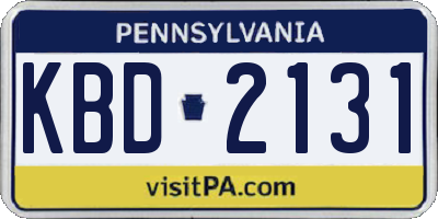 PA license plate KBD2131