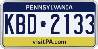 PA license plate KBD2133