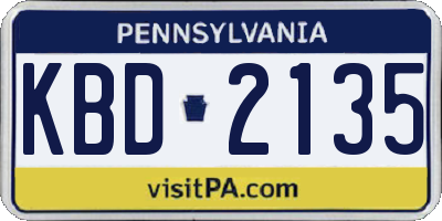 PA license plate KBD2135