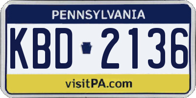 PA license plate KBD2136