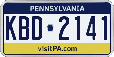 PA license plate KBD2141