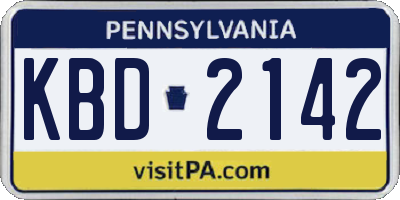 PA license plate KBD2142