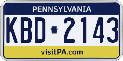 PA license plate KBD2143