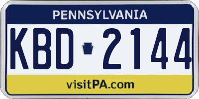 PA license plate KBD2144