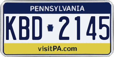 PA license plate KBD2145