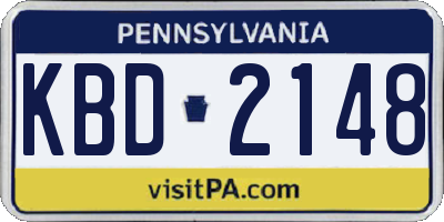 PA license plate KBD2148