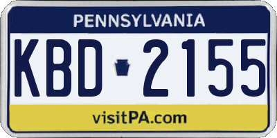 PA license plate KBD2155