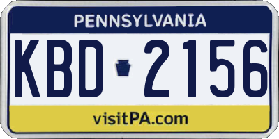 PA license plate KBD2156