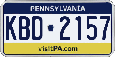 PA license plate KBD2157