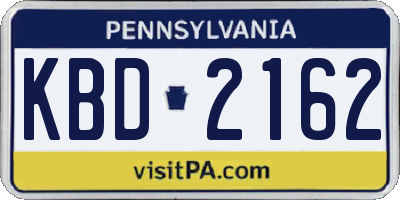 PA license plate KBD2162