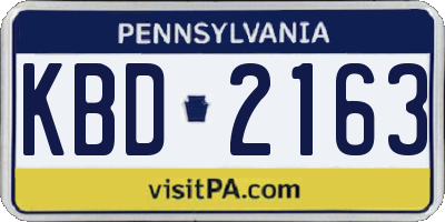 PA license plate KBD2163