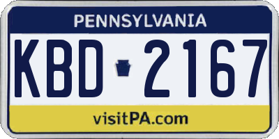 PA license plate KBD2167