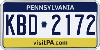 PA license plate KBD2172