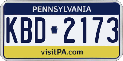PA license plate KBD2173