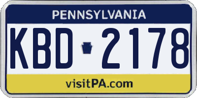 PA license plate KBD2178