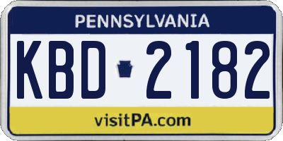 PA license plate KBD2182