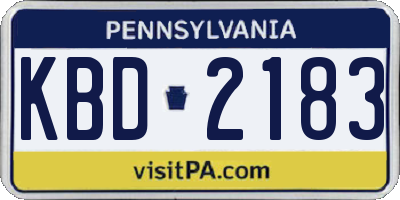 PA license plate KBD2183