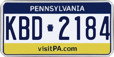 PA license plate KBD2184