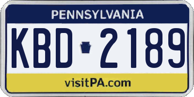 PA license plate KBD2189