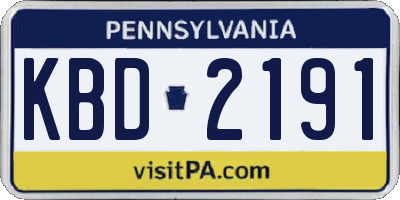 PA license plate KBD2191