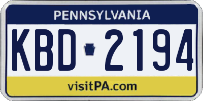 PA license plate KBD2194