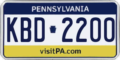 PA license plate KBD2200