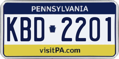 PA license plate KBD2201