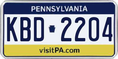PA license plate KBD2204