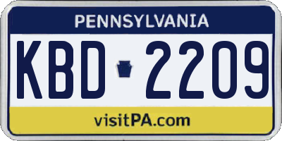 PA license plate KBD2209