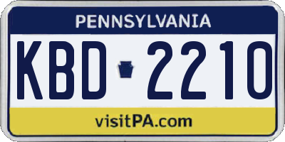 PA license plate KBD2210