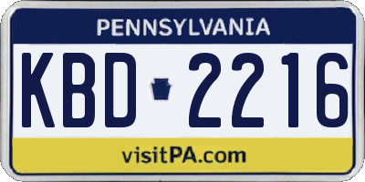 PA license plate KBD2216